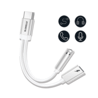 Sansai USB-C to 3.5mm Audio Splitter Short length anti-tangle design