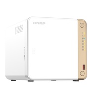 QNAP TS-462-4G 4-Bay desktop NAS, Intel® Celeron® N4505 dual-core, 4 GB DDR4 onboard not expandable, 4 x 3.5'/2.5' SATA 6Gb/s drive bays, 2 x M.2 2280