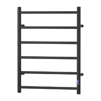 Devanti Heated Towel Rail 6 Round Bars  with Timer Electric Heater Warmer Rack