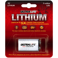 Ultralife U9VLJP-BP1 9V 1.2Ah Lithium Battery for Smoke AlarmTransmitter