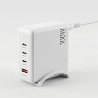 Devanti USB C Charger 100W Fast Charger 4 Port GaN Desktop Station White