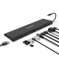USB-C 12-in-1 Multiport Docking Station Dual HDMI & VGA Outputs with MST Support