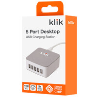 Klik 5 Port USB Desktop Charger 8A/40W Suit for iPhone, iPad, iPod, smartphone, tablet