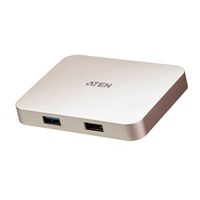 Aten USB-C 4K Ultra Mini Dock with Power Pass-through (60 watts), Connectors: 1xUSB-C DC-in, 1xUSB-C, 1xUSB 2.0 Type A, 1xUSB 3.2 Gen 1 Type A, 1xHDMI
