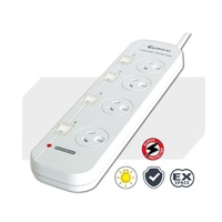 Sansai 4-Way Power Board 421SW with Individual Switches and Surge Protection