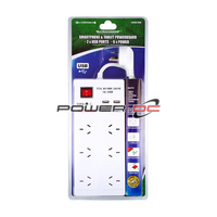 ULTRACHARGE USB 6 Way Surge Protected Powerboard 1m Cord 10A 250 AC