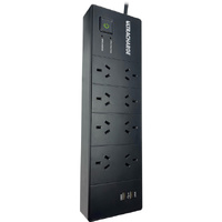 BLACK 8 WAY SURGE PROTECTED BOARD