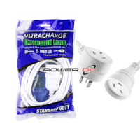 ULTRACHARGE 5m Extension Lead with Piggy Back Plug AC Black and White