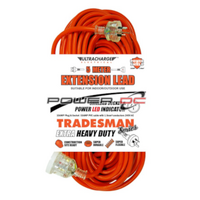 ULTRACHARGE 5m Tradesman Extension Power Lead LED Indicator Orange & Clear Plug