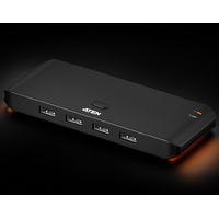 Aten Essential 2x4 USB 2.0 Sharing Switch, Sharing of four USB peripherals at 480 Mbps between two PCs at a press of the pushbutton.