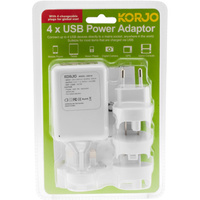 Inter Changeable Worldwide Plug with 4 X USB Outlet KORJO