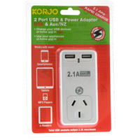 Korjo 2 Port USB And Power Adaptor USA -Australia