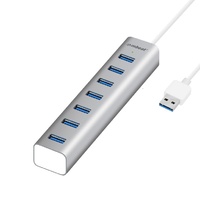 mbeat® 7Port USB 3.0 Powered Hub - USB 2.0/1.1/Aluminium Slim Design Hub with Fast Data Speeds (5Gbps) Power Delivery for PC and MAC devices