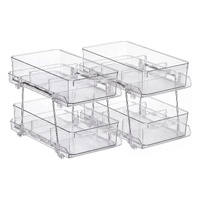 Artiss 2 Pack Clear Pull Out Cabinet Organiser 2 Tier Storage Drawers