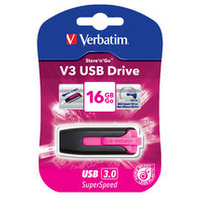 Verbatim 16GB V3 USB3.0 Pink Store n Go V3 Rectractable High Speed Data Transfer