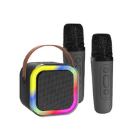 Laser Mini Karaoke Speaker with 2 Wireless Mics - Black