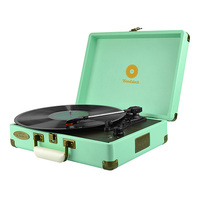 mbeat Woodstock Retro Turntable Player TiiffanyBlue Lightweight Builtin Speakers