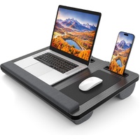 CARLA HOME Oversized Portable Lap Desk with Cushion,Mouse Pad, Tablet and Phone Holder which Fits Up to 17 Inch Laptops for Bed or Sofa (Black)