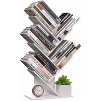 CARLA HOME 5-Tier Tree Bookshelf Storage Rack for Home Office or Bedroom (White)