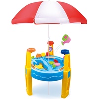 Outdoor Sand and Water Table Toy with Umbrella (28 Pcs Accessories)