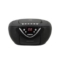 Lenoxx CD815 Portable Boombox AM FM Radio CD-R CD-RW Cassette Tape Player Black