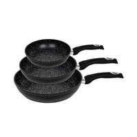 Healthy Choice KS030 3 Piece Forged Frying Pan Set with Non-stick Coating-Black 