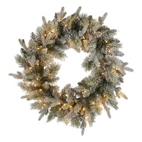 Christabelle 76cm Christmas Wreath Snowy Stamford Spruce with LED Lights Front Door Decoration Ornament