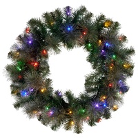 Christabelle 61cm Christmas Wreath with LED Lights Glittery Gold Pine re-Lit Front Door Decoration Ornament