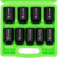 SWANLAKE 9-Piece 1/2" Drive Jumbo Impact Socket Set, Metric 29mm-38mm Large Socksts Spindle Axle Nut Impact Socket, CR-V Black