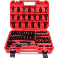 71-Pieces 3/8" Drive Master Impact Socket Set SAE Metric Universal Joint Adapter