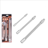 3PC Flexible Socket Extension Bars Shaft Set 1/2" 1/4" 3/8" Drive 10" 8" 6" Long