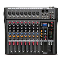 Hridz CT-80S Professional Audio Mixer – 8 Channels Bluetooth USB Mixer with Effects, 48V Phantom Power, and Built-in Sound Card, 8 Channels Audio Soun