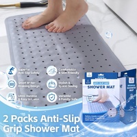 2Pack 70×40 cm Anti‑Slip Grip Shower Mat Quick‑Dry Bath Mat with 100+ Suction Cups