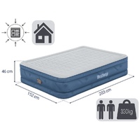 Bestway 2.03m x 1.52m x 46cm Fortech Snugable Top Air Inflatable Mattress Queen Built-in AC Pump
