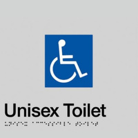Unisex Disabled Toilet Braille Sign Silver / Black