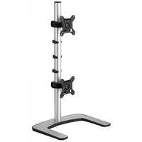 Atdec VFS Vertical Freestanding Dual Monitor Arm, Fits Up to 2x 32' Monitors, 12kg Max Load Each, Freestanding, Silver, 10 Year Warranty