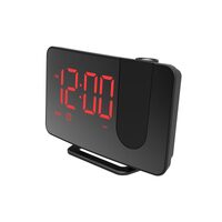 Red Display LED Radio Clock with Projector Snooze Radio Sleep USB Port Alarm