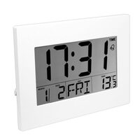Big Number Calendar Digital White with Snooze Alarm Temperature Battery Powered