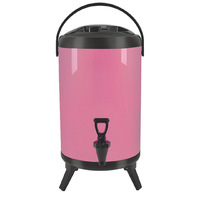 SOGA 8L Stainless Steel Insulated Milk Tea Barrel Hot and Cold Beverage Dispenser Container with Faucet Pink