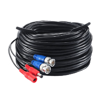 20m VIDPWR20RG59 Pre-Terminated Combined Power & 4K BNC Video Lead Black
