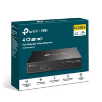 TP-Link VIGI NVR1004H-4P 4 Channel PoE+ Network Video Recorder, 24/7 Continuous Recording, 4K HDMI Video Output & 16MP Decoding (HDD Not Included)