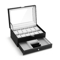 Embellir 12 Grids Watch Box Organizer Case Jewelry Display Storage Showcase