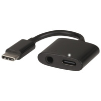 USB Type C Male to 2 in 1 USB Type-C Female and 3.5mm Charge & Audio Adaptor 