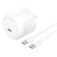 Belkin BoostCharge Compact 45W USB-C PD 3.1 Wall Charger + USB-C to USB-C Cable 60W (1M) - White (WCA013au1MWH-B6),Safe & Efficient, 2 Years Warranty