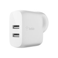 Belkin 24W Dual USB-A Wall Charger  A-Lightning Cable  White