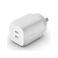Belkin 65W Dual USB-C GaN Charger  45W x1  20W x1 - White