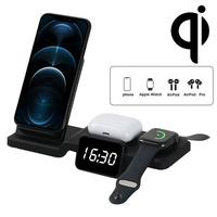 QI WCT1049 Multi Wireless Charging Station with Digital Clock-Smartphone&AirPods