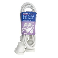 Arlec WEL18D 240V Domestic Dual Outlet Split Hosehold Extension Lead 1.8m
