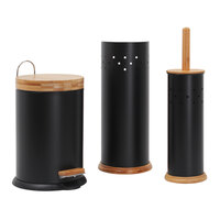 Eco Basics Natural Bamboo Powder Coated Chrome 3 in 1 Bathroom Set Black