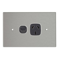 Horizontal Wall Power Outlet 10A With Stainless Steel Cover